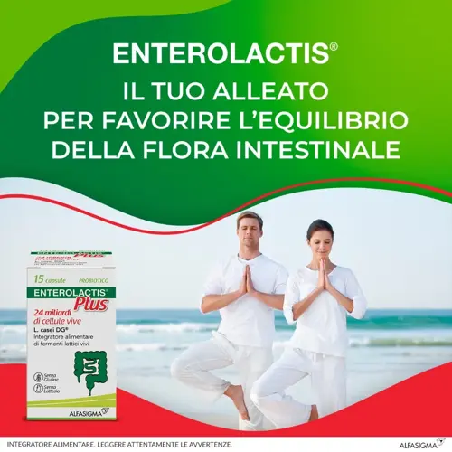 Enterolactis Plus Integratore Fermenti Lattici Vivi e Probiotici 15 Capsule - immagine 2