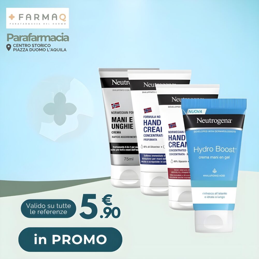 Promo creme mani Neutrogena - Promo creme mani Neutrogena - FarmAQ - Parafarmacia del Duomo L'Aquila