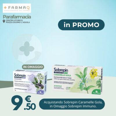 Sobrein immuno e gola - promozioni - FarmAQ - Parafarmacia del Duomo L'Aquila