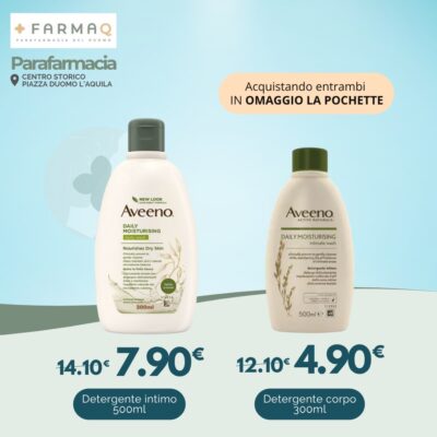 Aveeno detergente intimo e corpo - promozioni - FarmAQ - Parafarmacia del Duomo L'Aquila
