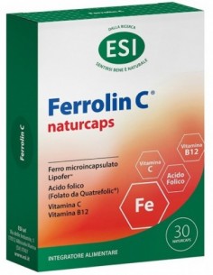 Esi Ferrolin C Naturcaps Integratore Alimentare di Ferro e Vitamina C 30 Capsule