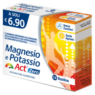 Magnesio e Potassio Act Zero integratore multiminerale senza zuccheri 14 bustine