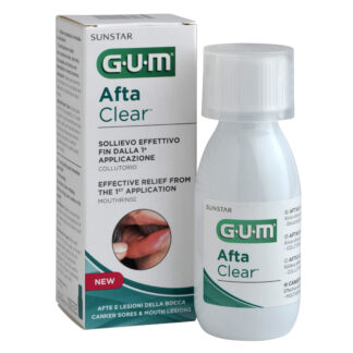 GUM AftaClear Collutorio contro Afte e Ulcere della Bocca anche Multiple, 120ml