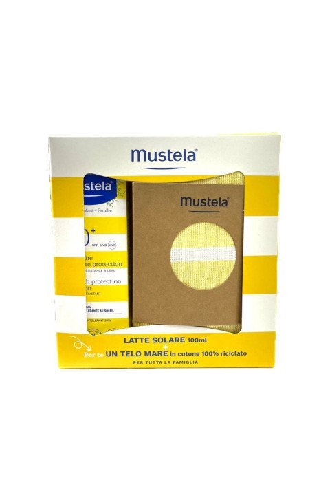 Mustela Latte Solare SPF50+ Protezione Alta per Bambini 100ml + Telo Mare