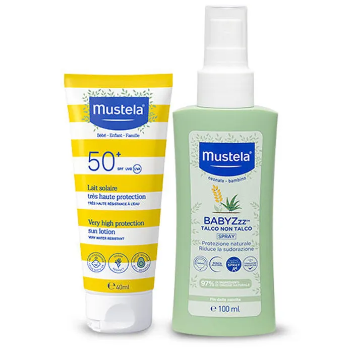 Mustela Duo Special Latte Solare SPF50+ 40ml + BABYZzz Talco Non Talco Spray 100ml
