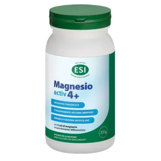 Esi Magnesio Activ 4+ - Integratore alimentare per la stanchezza e la funzione muscolare, 200 g